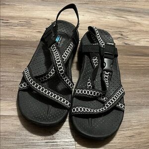 Black and White Strappy Sandals